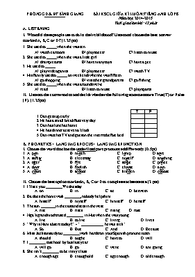 Bai khảo sát chất lượng giưa ki I môn Tiêng Anh lơp 8 năm hoc 2014- 2015